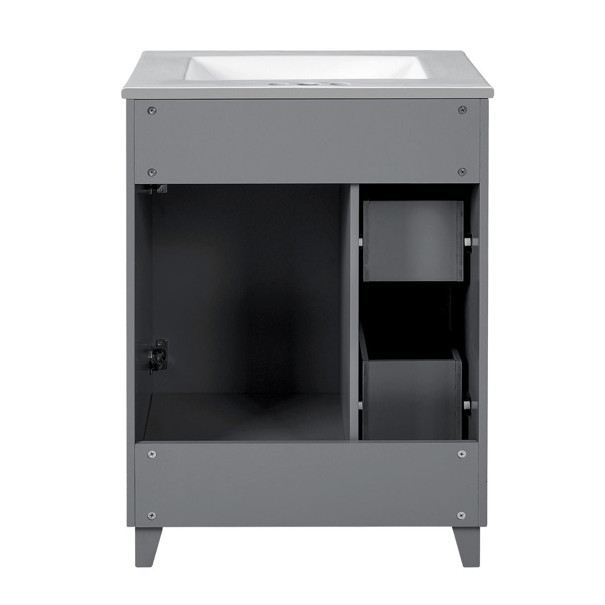 Transitional Style Bathroom Vanity Cabinet With Ceramic Sink