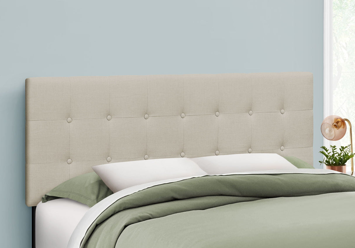 Queen Size, Bed Headboard Only, Upholstered Transitional - Beige - Best Buy Furniture