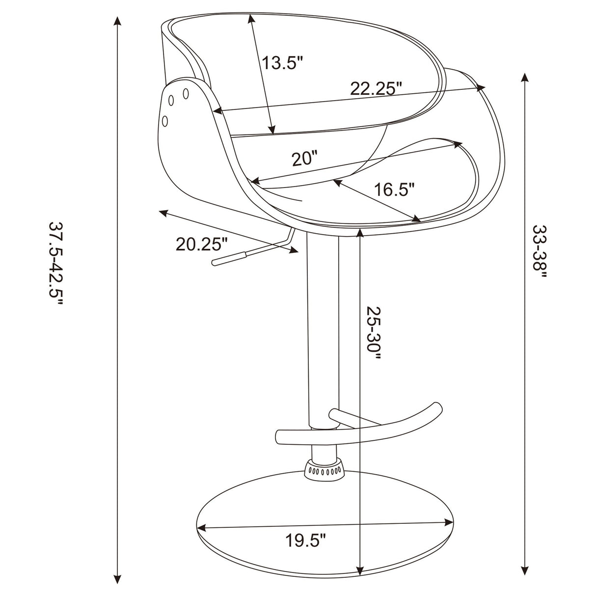 Ergonomic Adjustable Bar Stool - Ivory