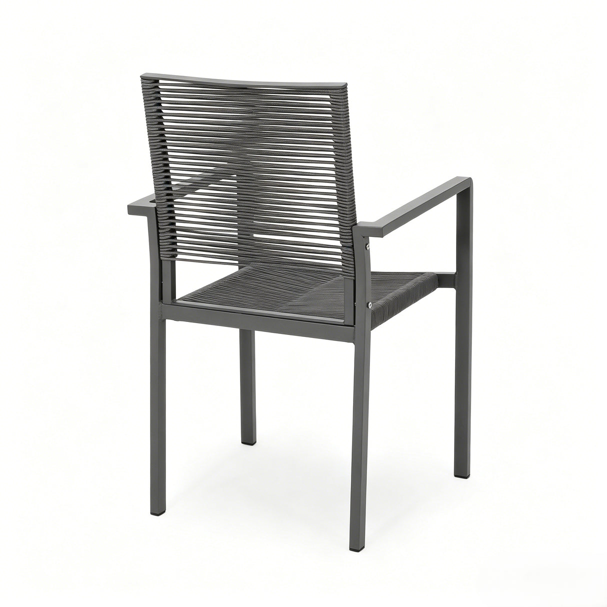 7-Piece Aluminum & Woven Rope Outdoor Patio Dining Set, Grey & Black