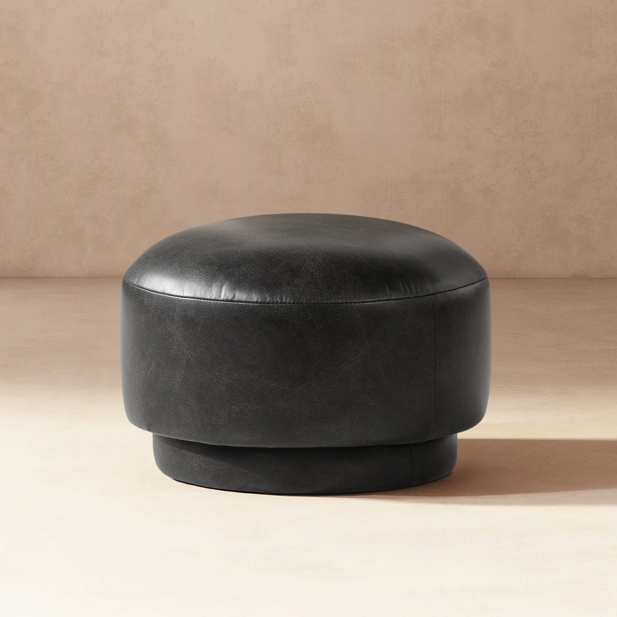 Fuji 15" Mushroom Footstool Ottoman, Vintage Black