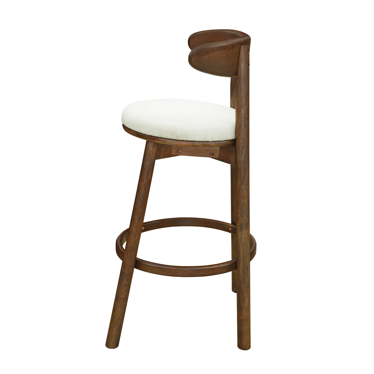 Round Cushion Bar Stools (Walnut + Beige)