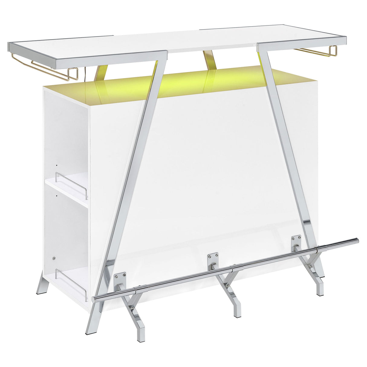 Katia - Wine Cabinet With LED Home Bar, 12 Bottle Storage - Gloss White