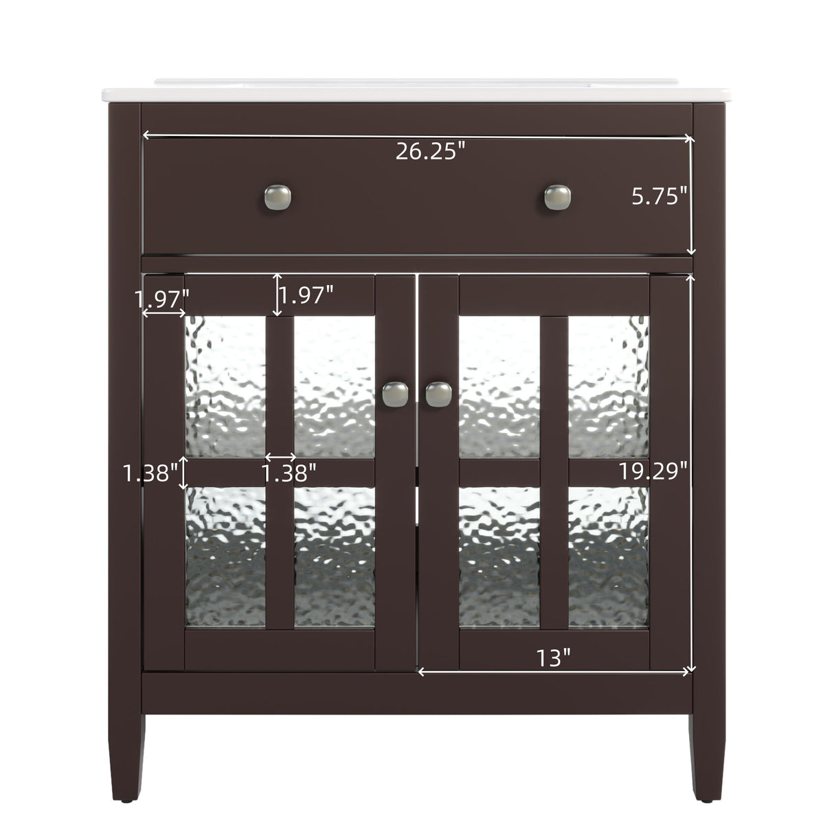 Bathroom Vanity With Ceramic Sink, Adjustable Shelf & Tip Out Tray