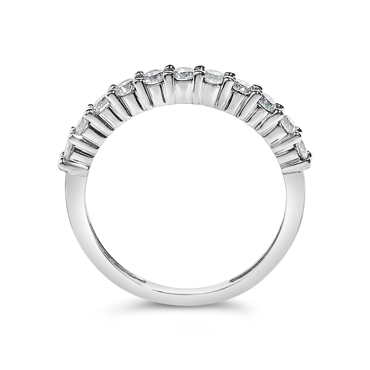 IGI Certified 1/2 Cttw Diamond 10K White Gold Prong Set Fluted Band Style Ring (I-J Color, I2-I3 Clarity) - Size 7
