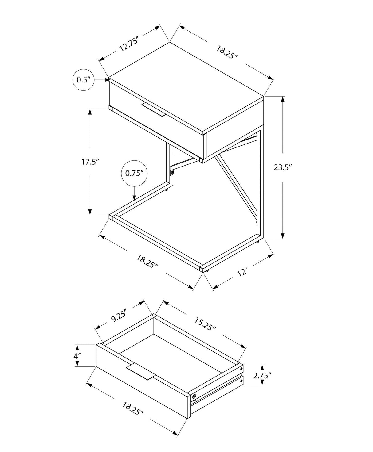 Accent Side Table, Storage Drawer, Spacious Tabletop, Contemporary & Modern - Best Buy Furniture