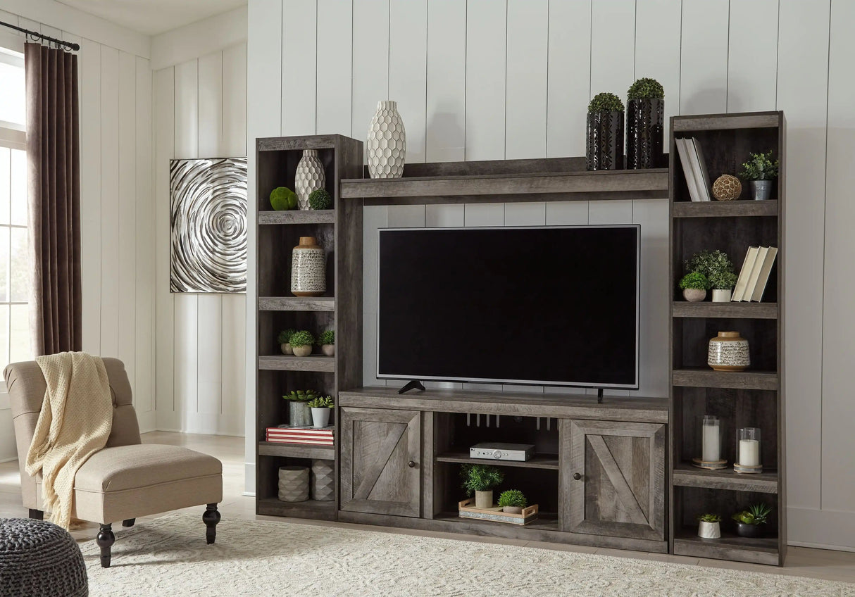 Wynnlow - 4-Piece Entertainment Center With LG TV Stand W/Fireplace Option - Gray - Best Buy Furniture