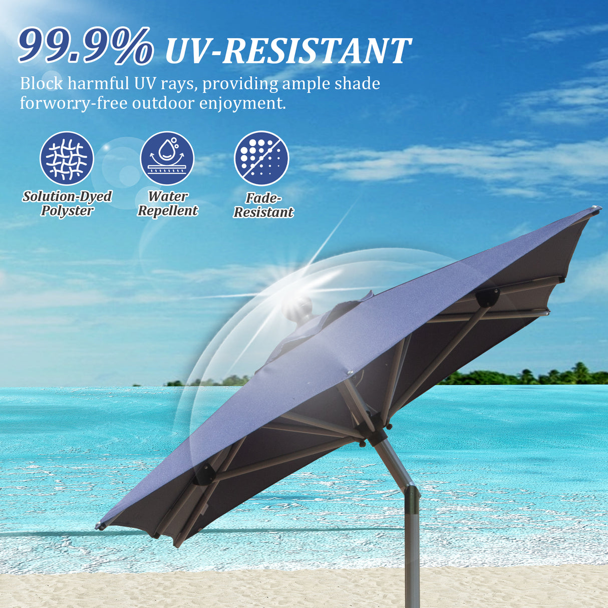 Rectangle Patio Umbrella with Crank Lift and Tilt Function