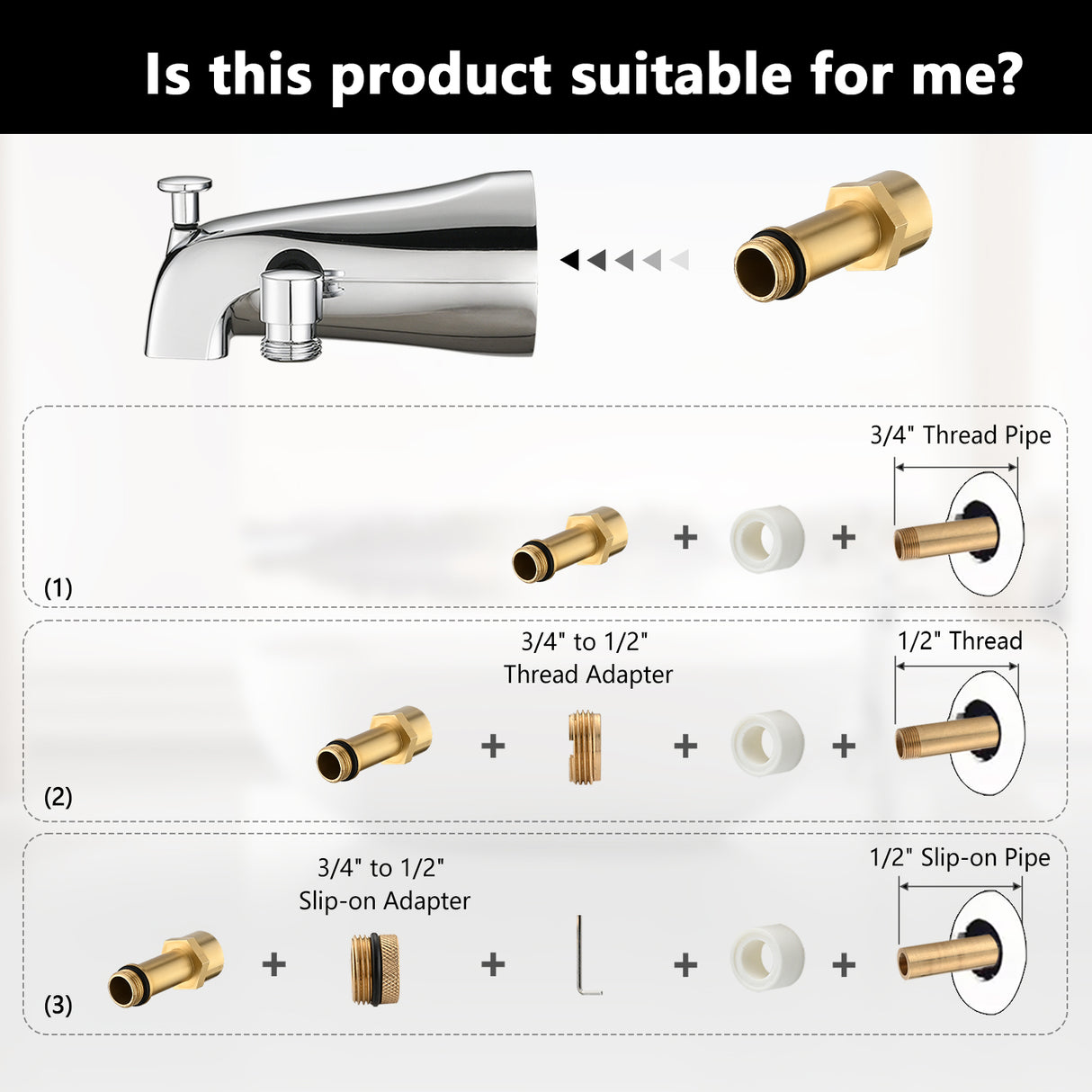 Lift-Up Diverter Bathtub Faucet with 6 Settings Handheld Shower