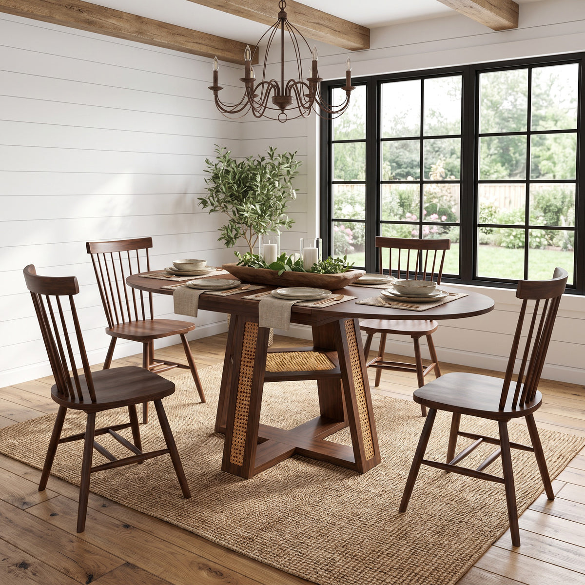 43.3"-59.05" Extendable Round Dining Table for 4-6