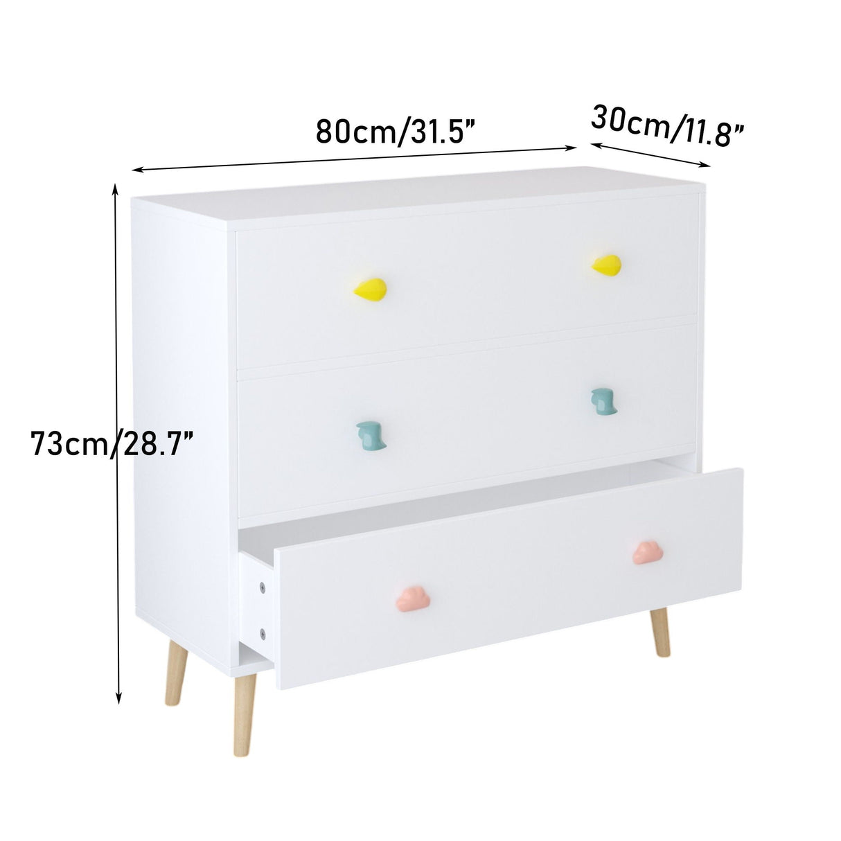 3 Drawer Dresser Storage Cabinet With Anti-Tip Safety