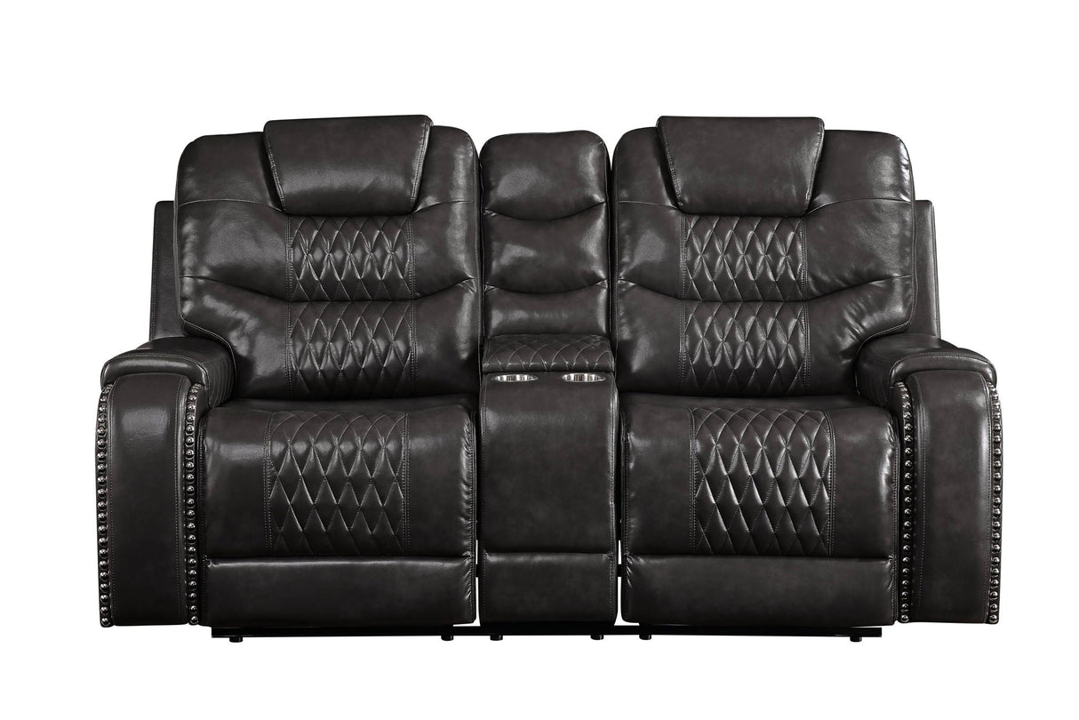 Braylon - Recliner Loveseat With Cupholder Console - Brown - Best Buy Furniture