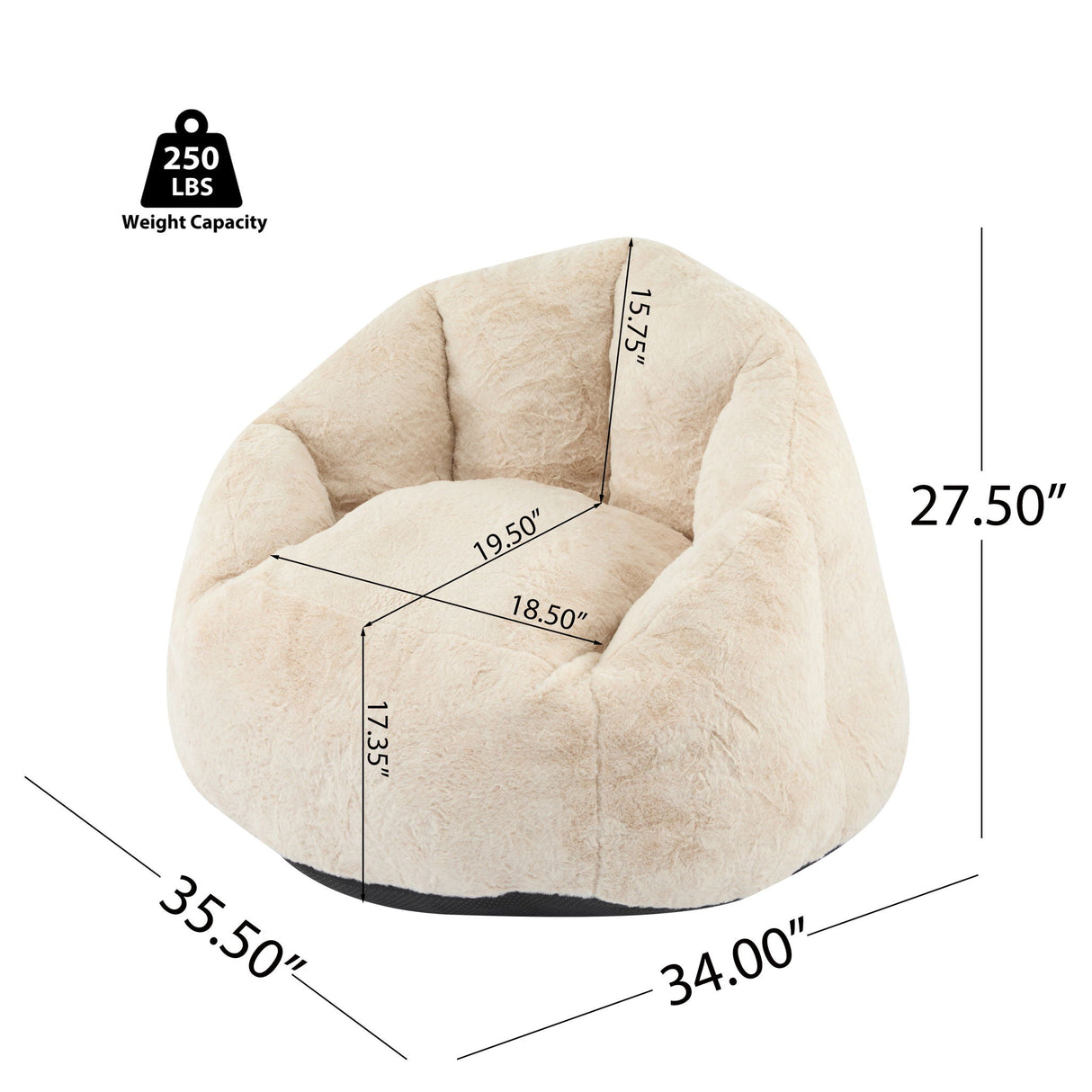 Albi - Indoor Cozy Armchair Style Bean Bag - Beige - Best Buy Furniture