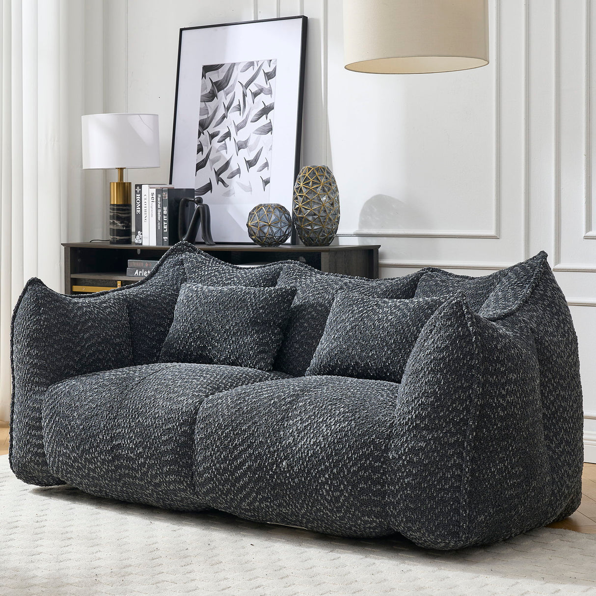 Comfortable Dual Beanbag Chair With High Resilience Foam Core For 2 People