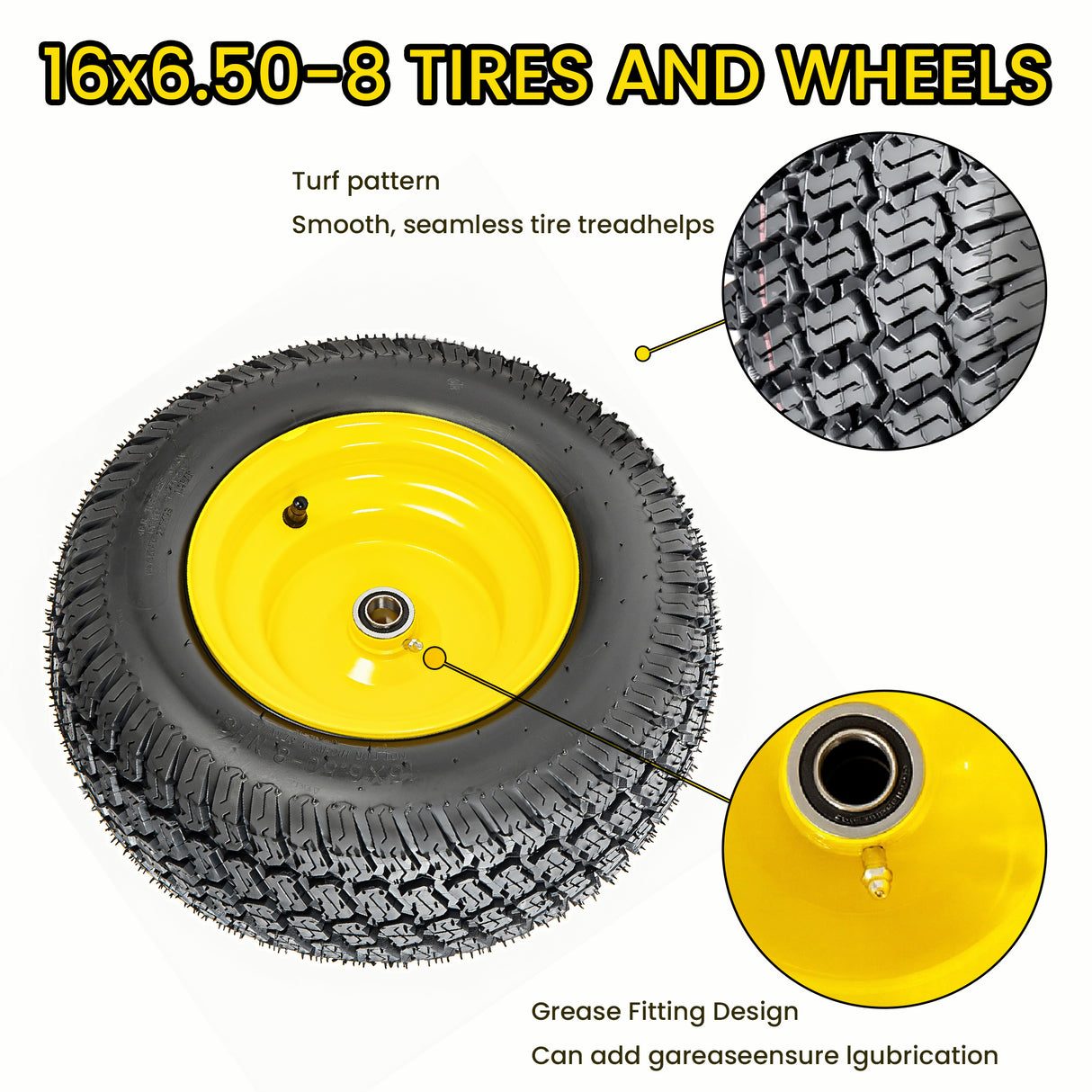 Set of 2 Lawn Mower Tires and Wheel Assembly