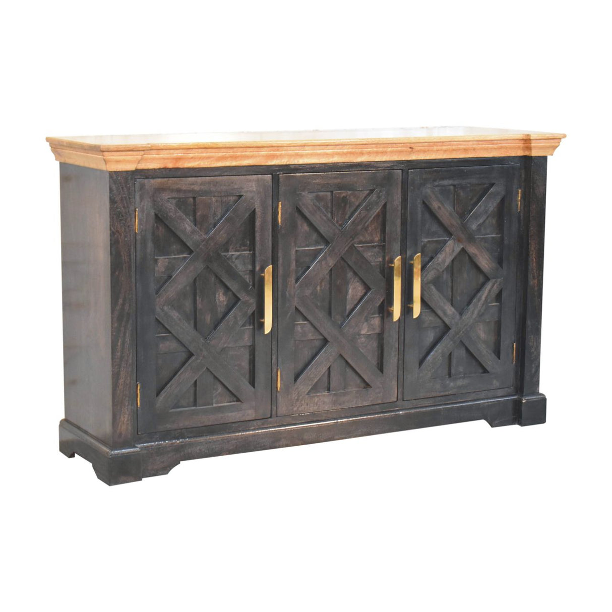 Solid Wood Regal Rustic Sideboard - 6 Compartments
