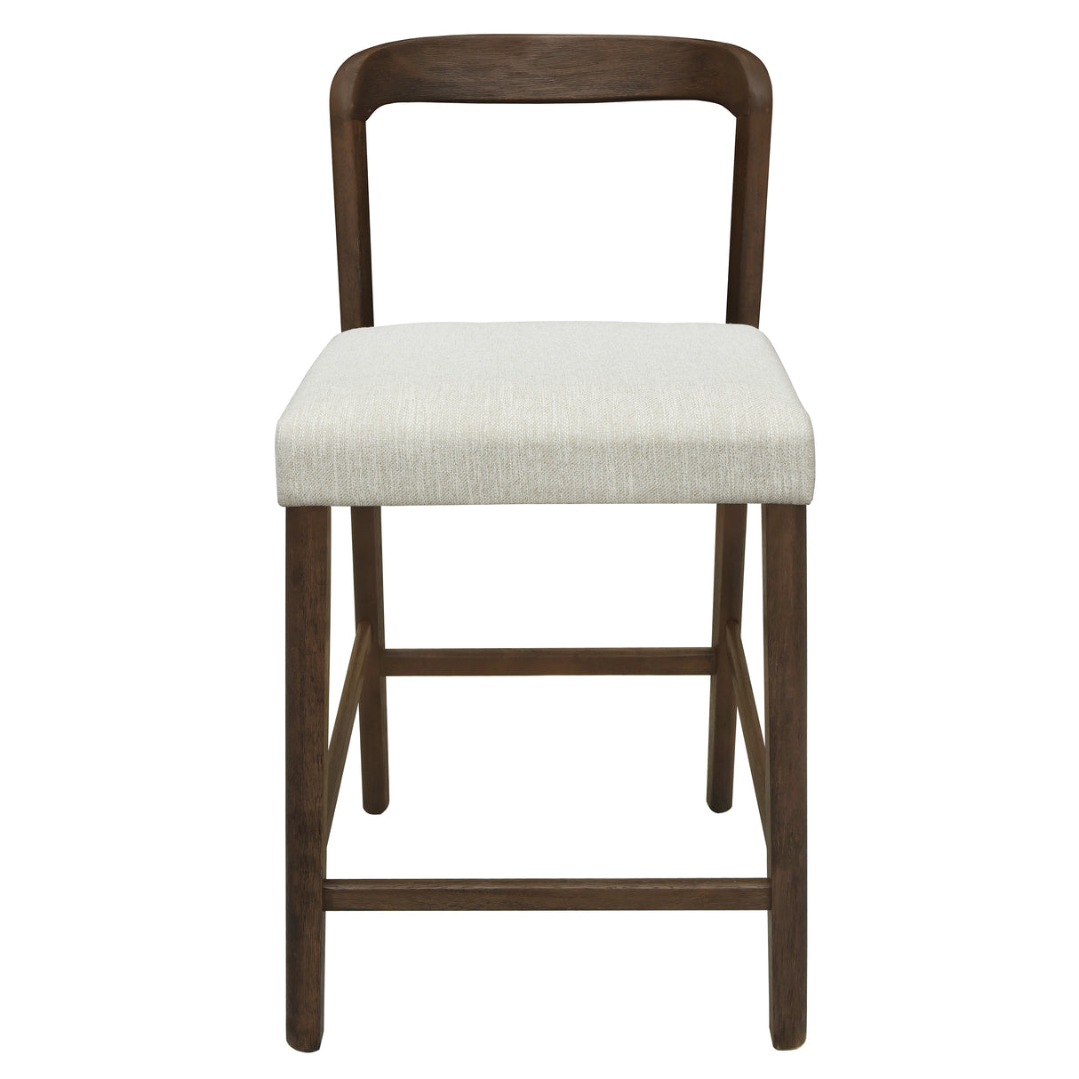 Solid Rubber Wood Counter Stools (Walnut + Beige) Set of 2