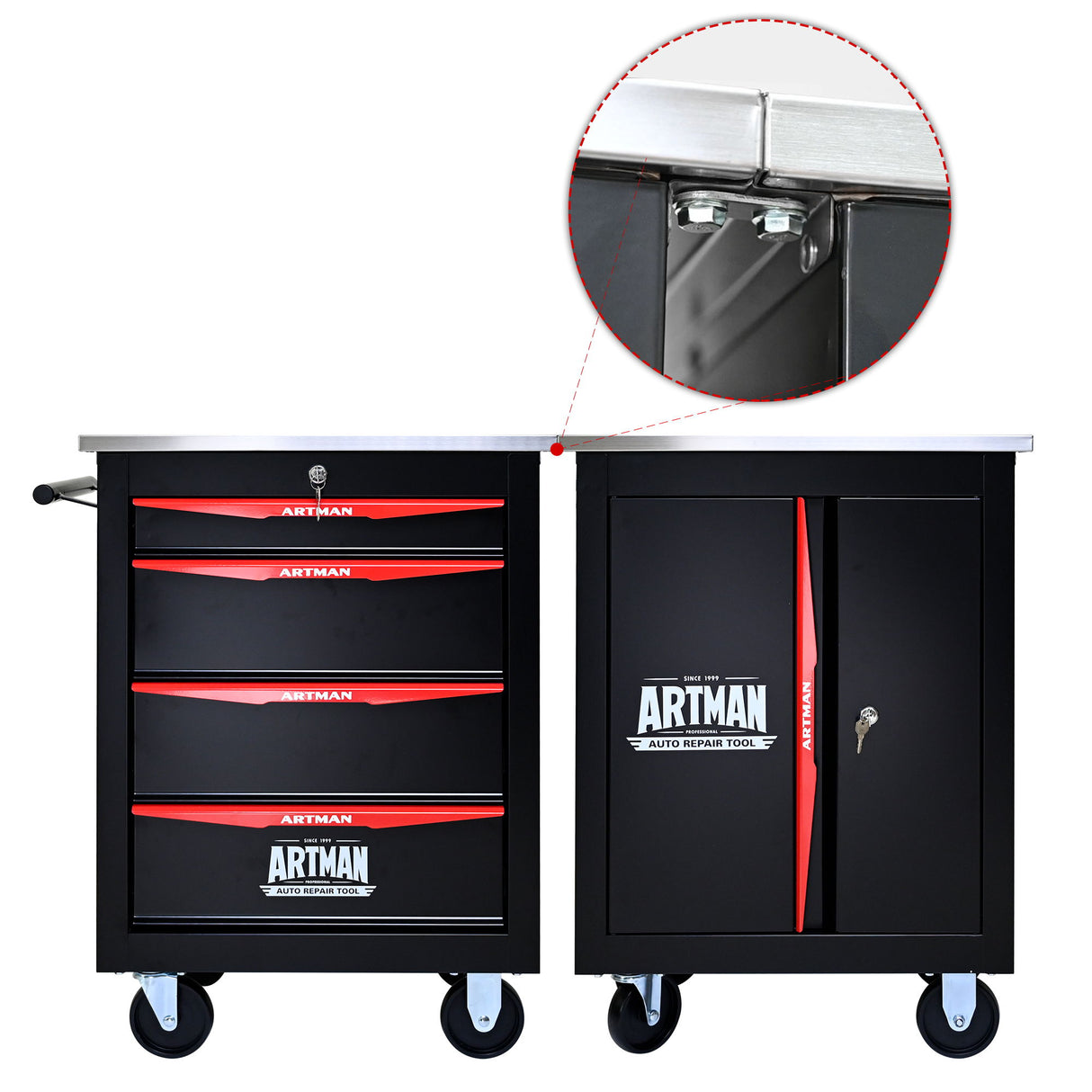 Drawer Multifunctional Tool Cart With Wheels For Garage