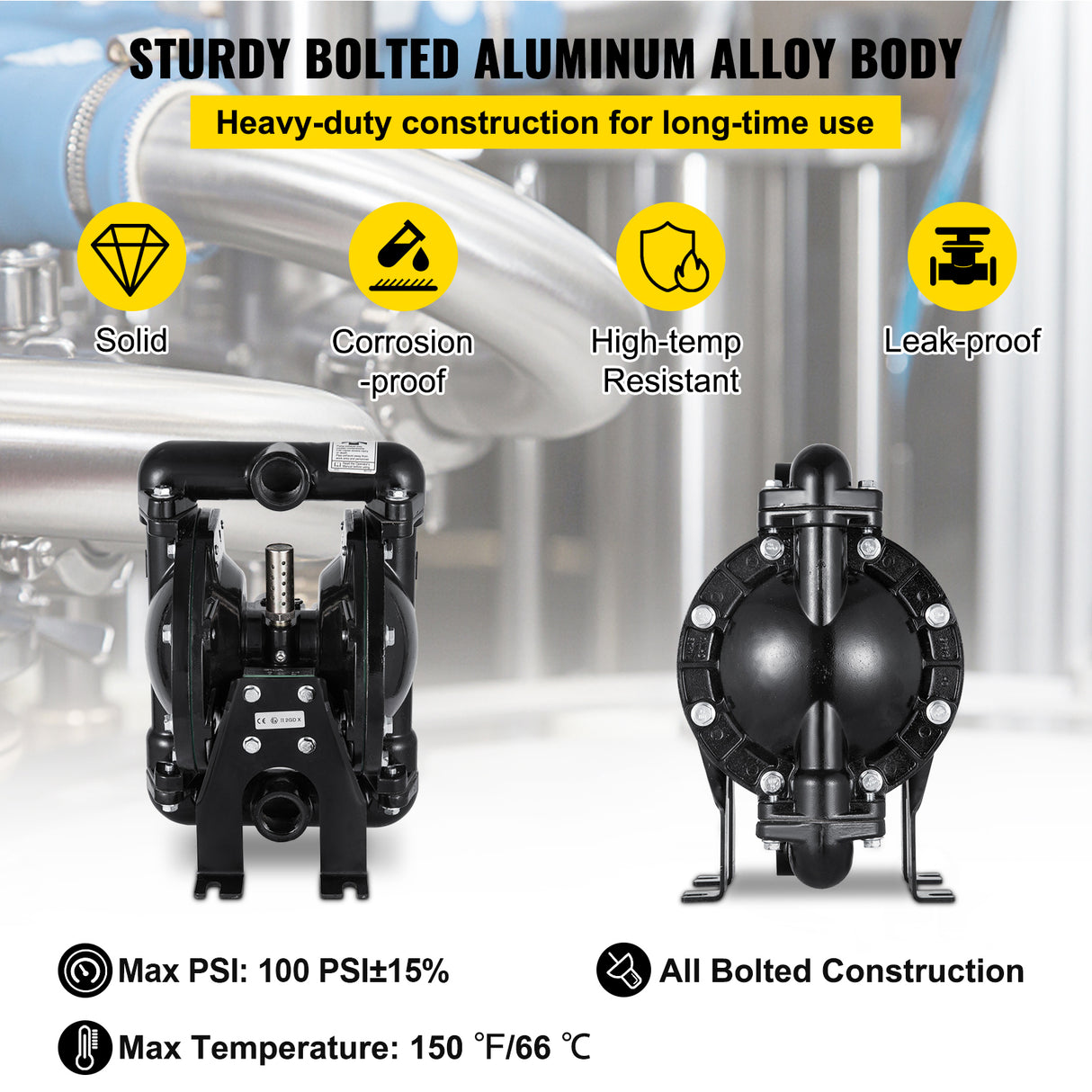 Air-Operated Double Diaphragm Pump 1 Inch Inlet/Outlet Aluminum