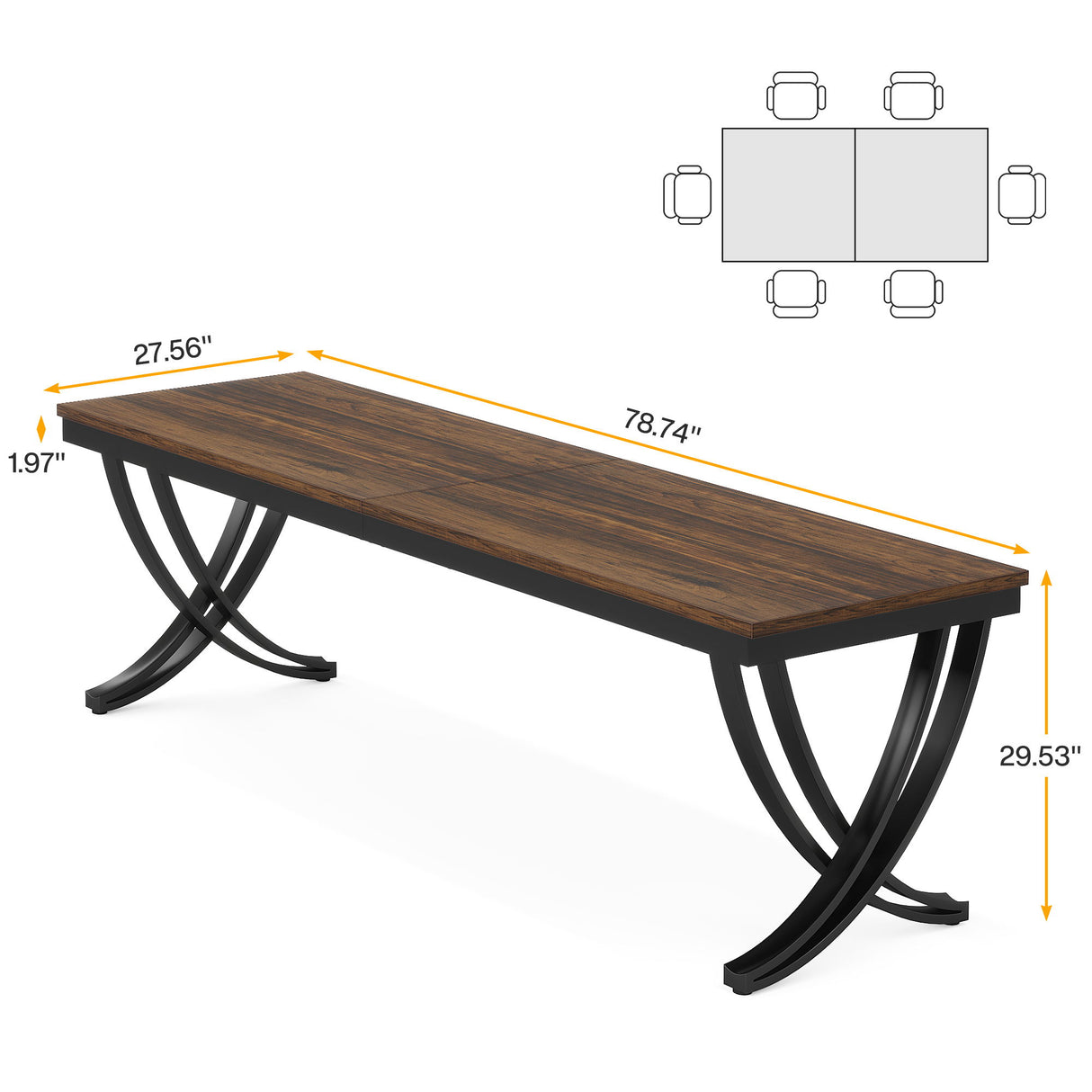 2 Person Desk With X Legs, Extra Long Office Workstation - Brown / Black