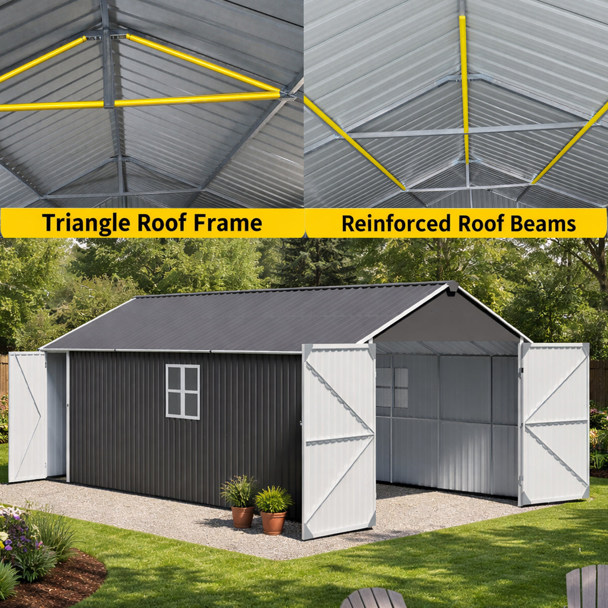 12x20 FT Heavy Duty Metal Garage Shed