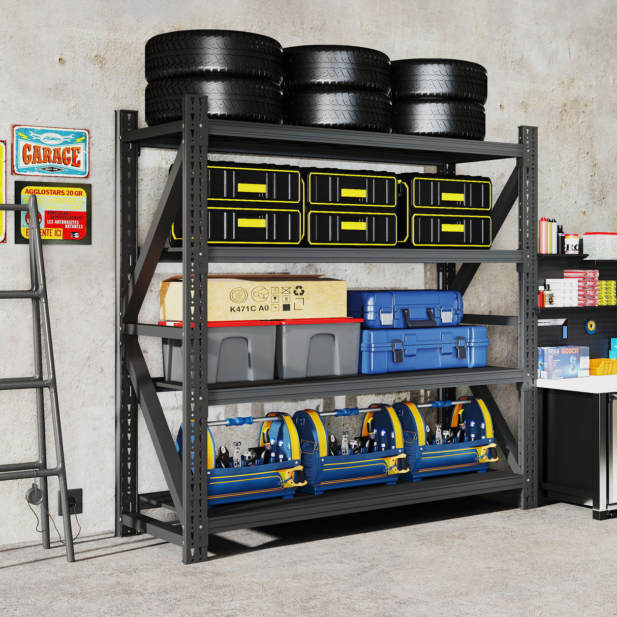 Heavy Duty 4 Shelf Garage Shelving Unit