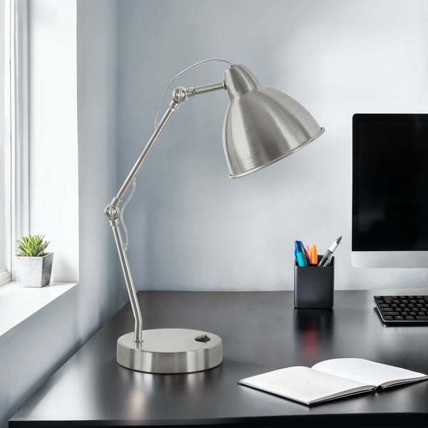 Lighting, Table Lamp, USB Port Included, Nickel Metal, Nickel Shade, Modern - Silver - Best Buy Furniture