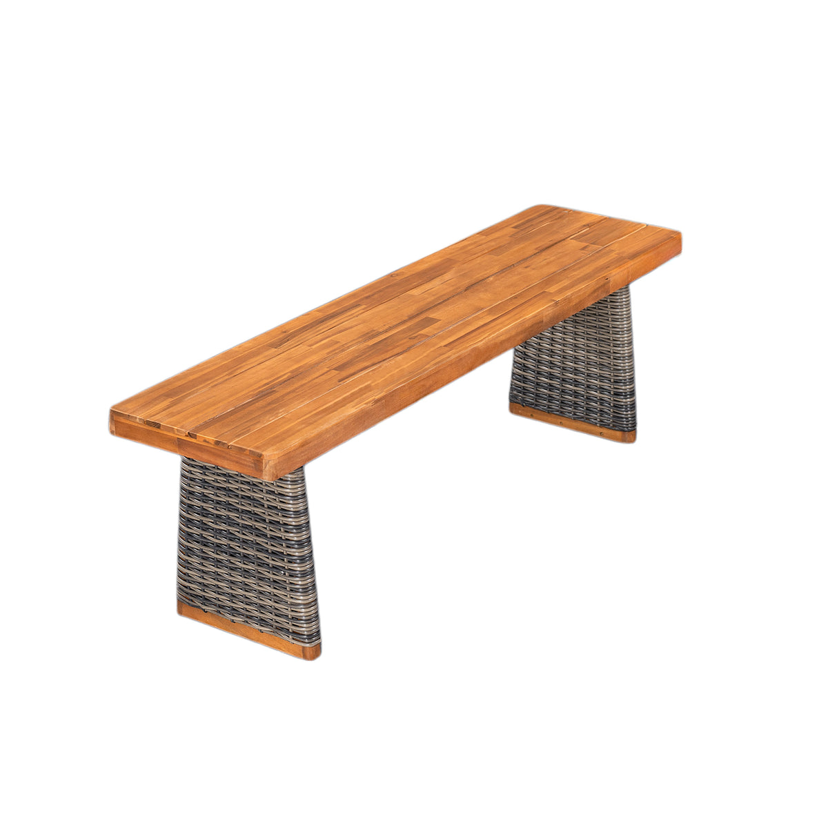 Outdoor Acacia Wood Bench with Teak Finish