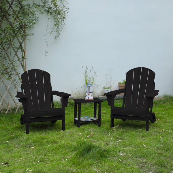 Folding Adirondack Chair with Side Table, 3-Piece Set