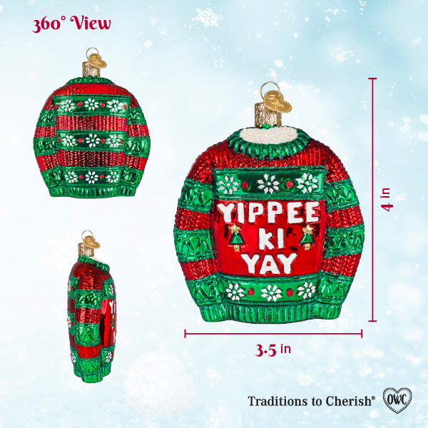 Old World Christmas Yippee Ki Yay Sweater Ornament - view 6