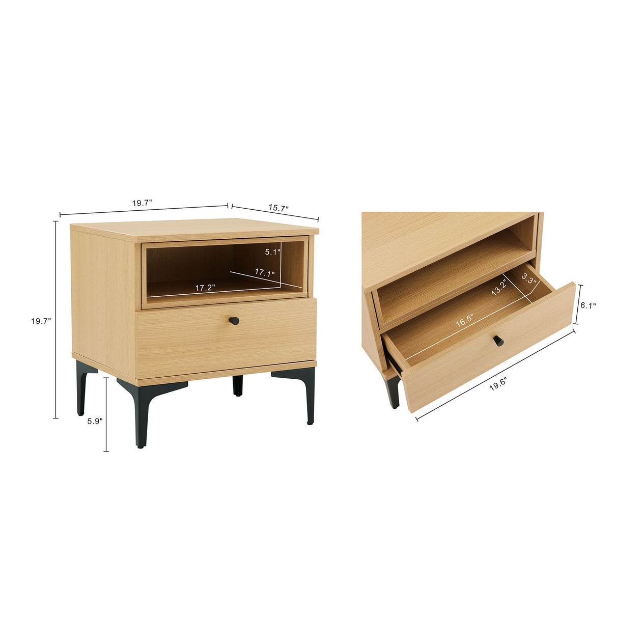 Amara - Nightstand With 1 Drawer