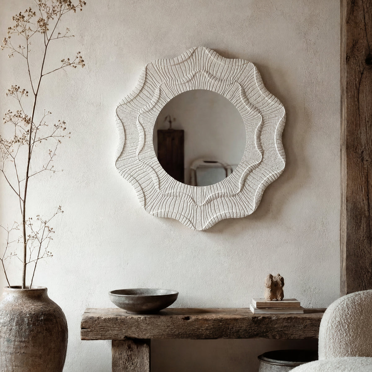 31.5 Inch Wavy Flower Wall Mirror