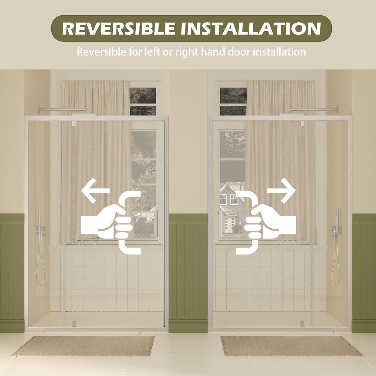 47-49" W × 72" H Pivot Shower Door with Brushed Nickel Finish