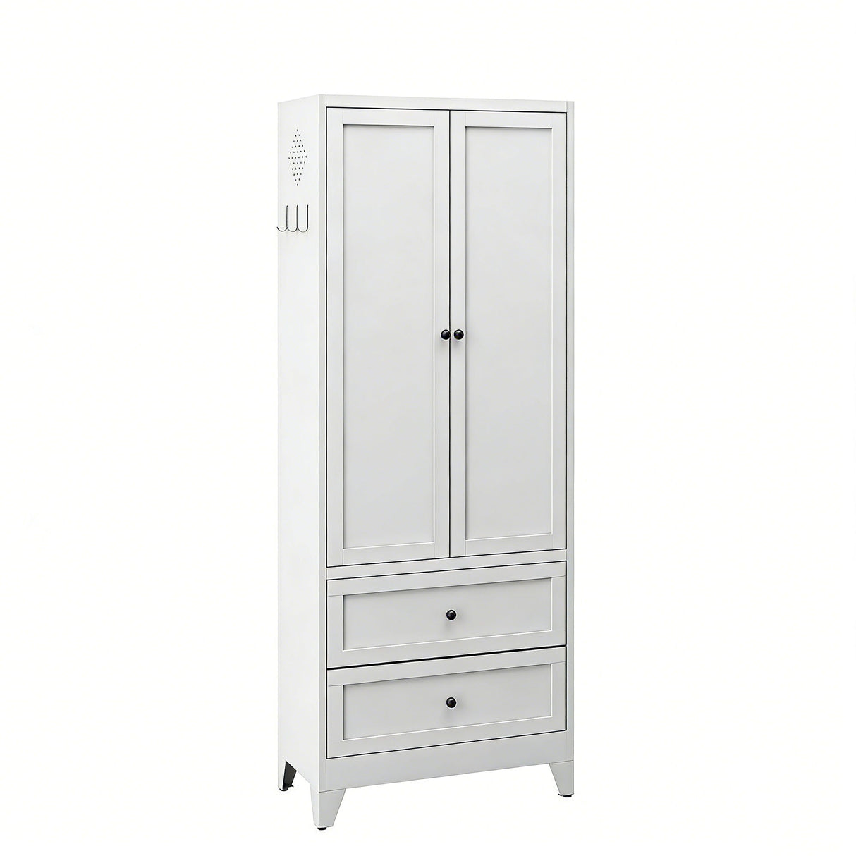 Pantry Cabinet With 2 Drawers, Adjustable Shelves, Freestanding Kitchen Storage Organizer - White