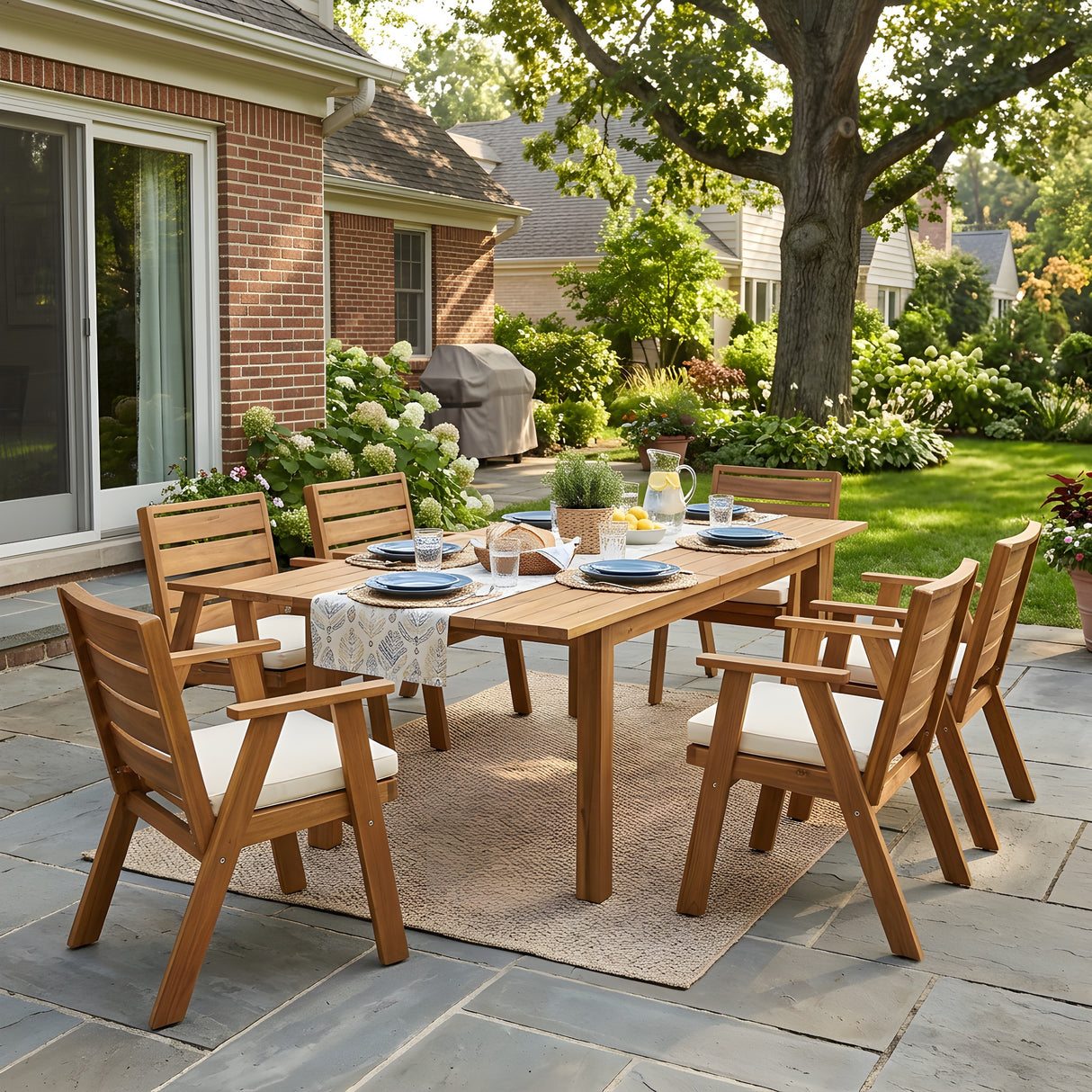 7 Pieces Acacia Wood Outdoor Dining Set