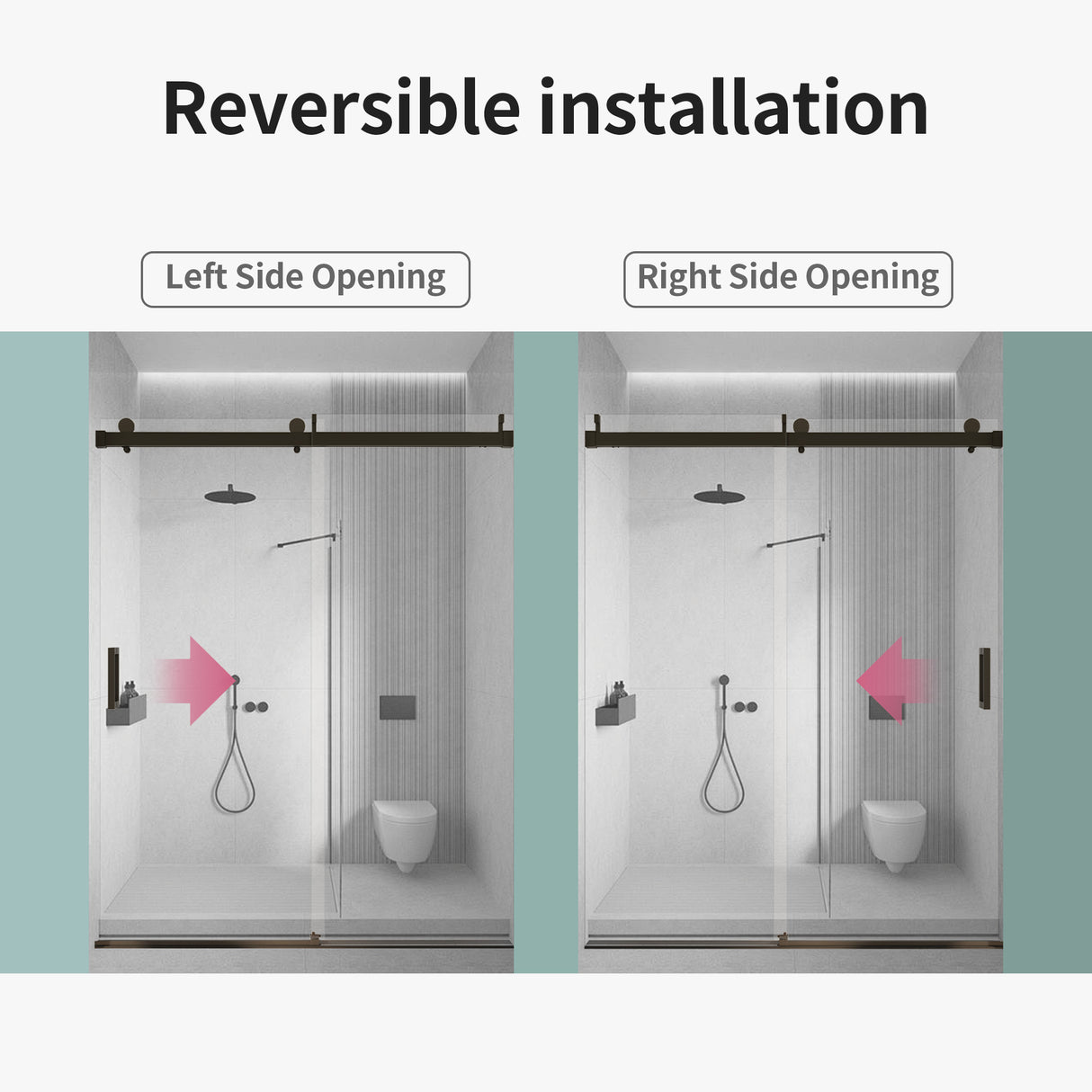 56-60" W x 76" H Frameless Single Sliding Soft-Close Shower Door