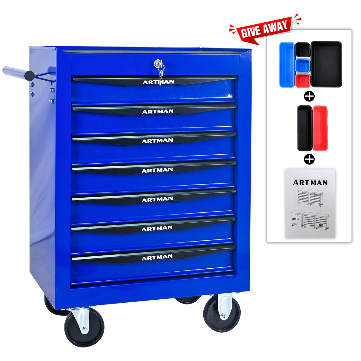 Rolling Metal Tool Chest with 7 Drawers
