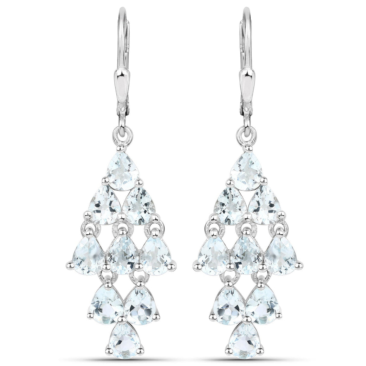 3.96 Carat Genuine Aquamarine .925 Sterling Silver Earrings