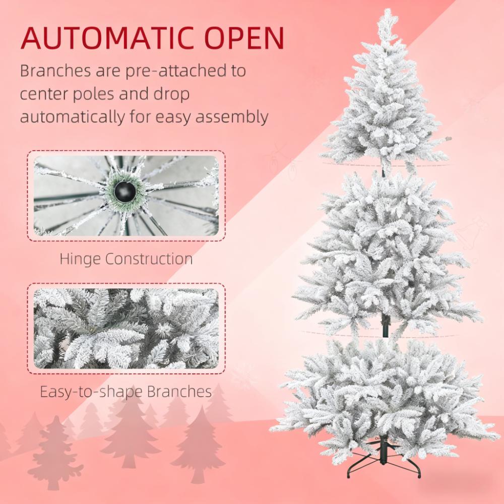 Snowy Artificial Christmas Tree with Easy Assembly