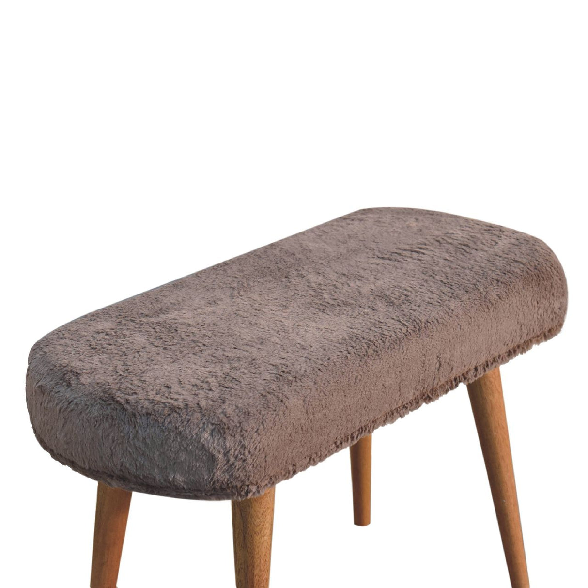 Solid Wood Faux Fur Fabric Bench, Upholstered, Nordic Legs