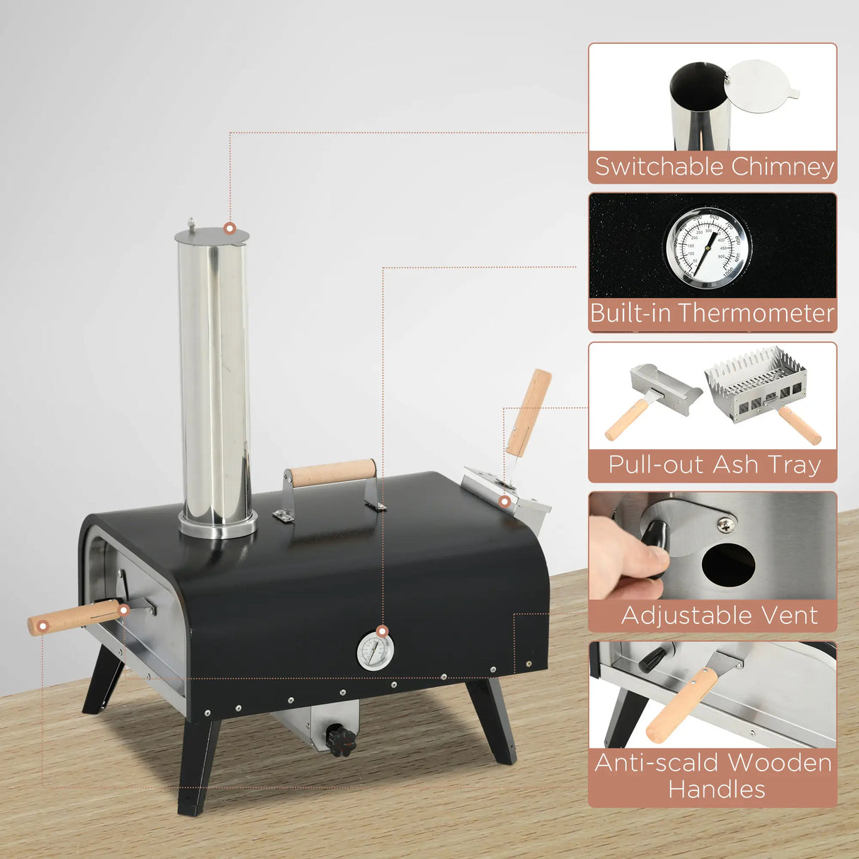 Outdoor Pizza Oven with 12" Rotating Stone