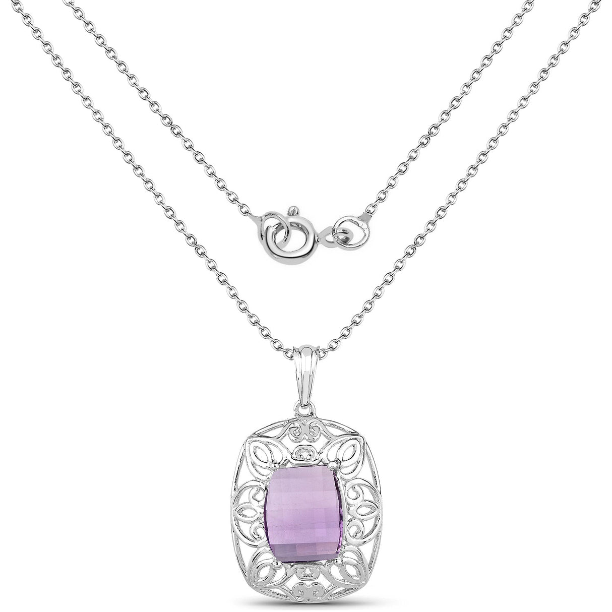 7.30 Carat Genuine Amethyst .925 Sterling Silver Pendant