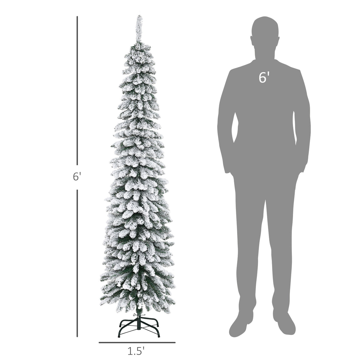 HOMCOM 6' Tall Unlit Snow Flocked Artificial Christmas Tree
