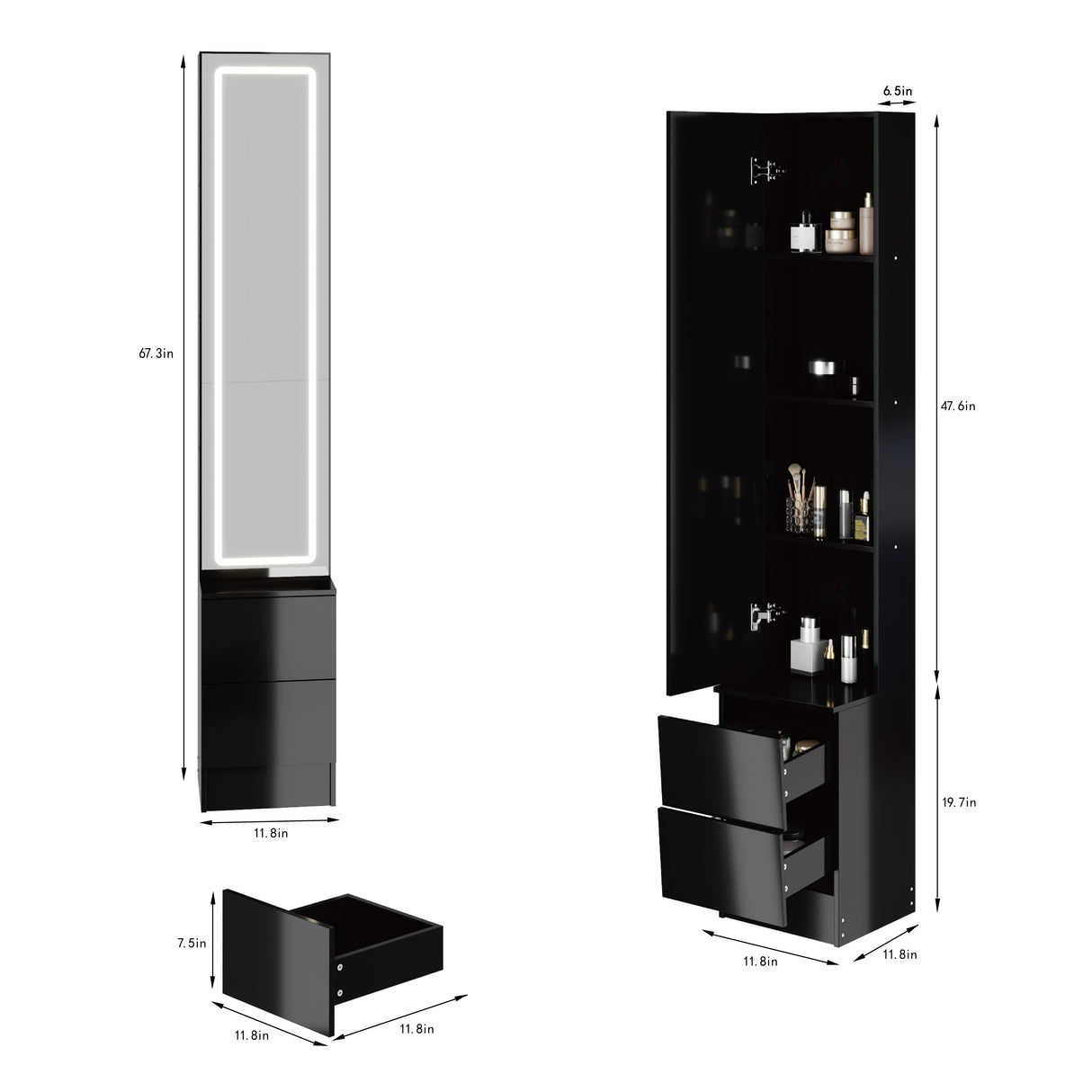 LED Dressing Mirror Cabinet with Adjustable Brightness