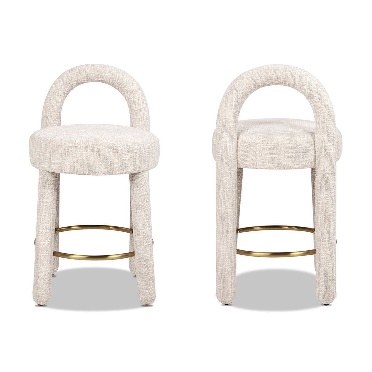 Penny 26.5" Round Arched Upholstered Counter Stool, Set of 2