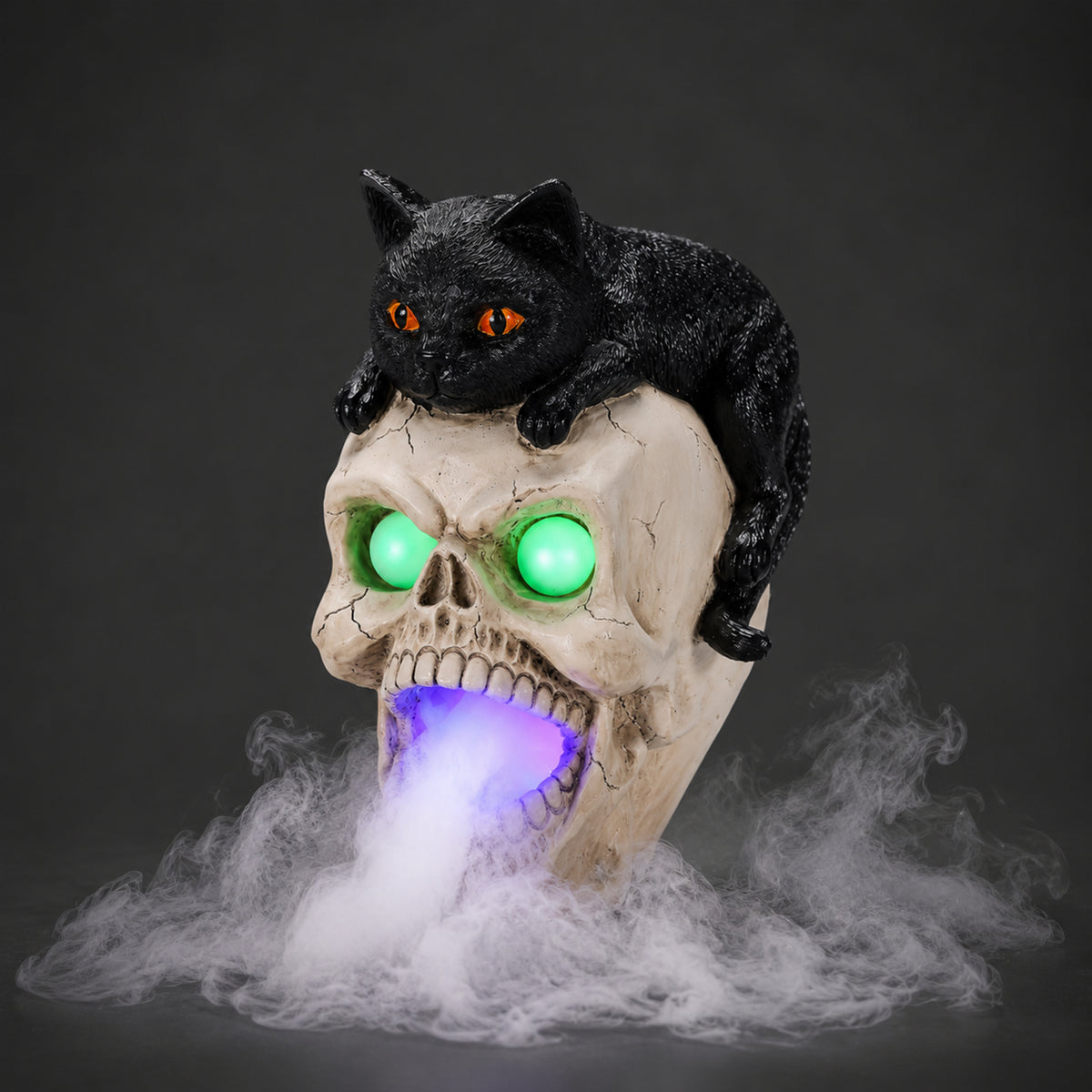 Halloween Cat Skull Statue