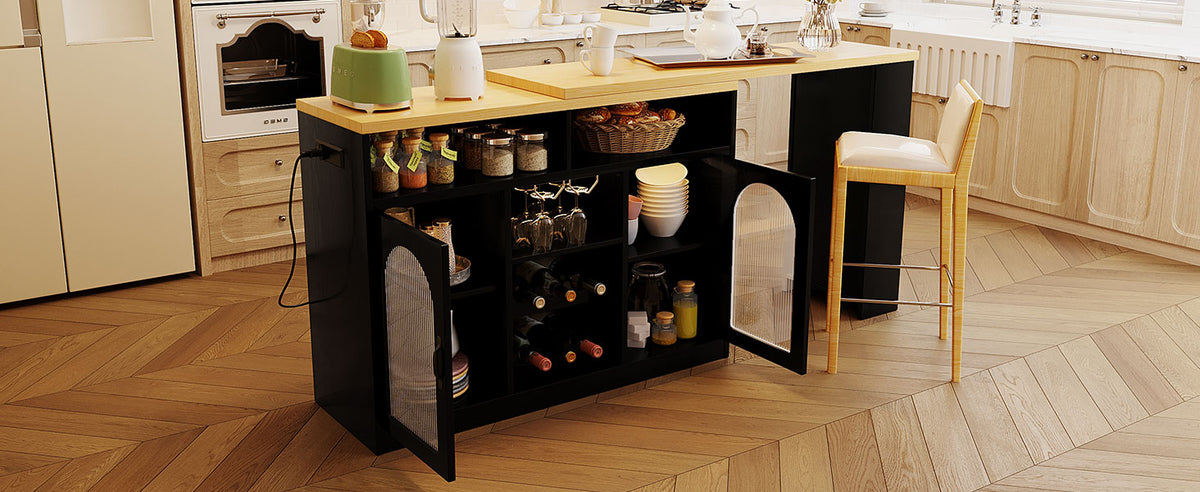U_STYLE Sideboard with Extendable Tabletop and Wine Rack
