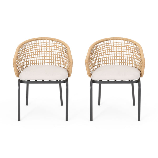 Outdoor Wicker Chair with Powder Coated Iron Legs
