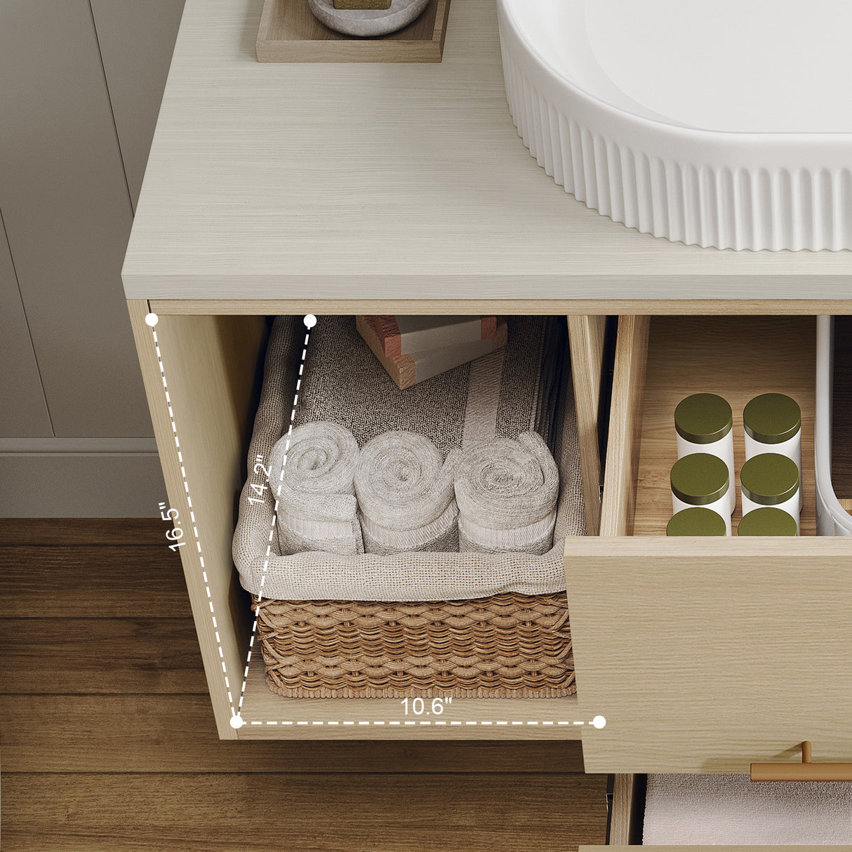 Modern 39.3 Wall-Mounted Bathroom Vanity with Ceramic Sink