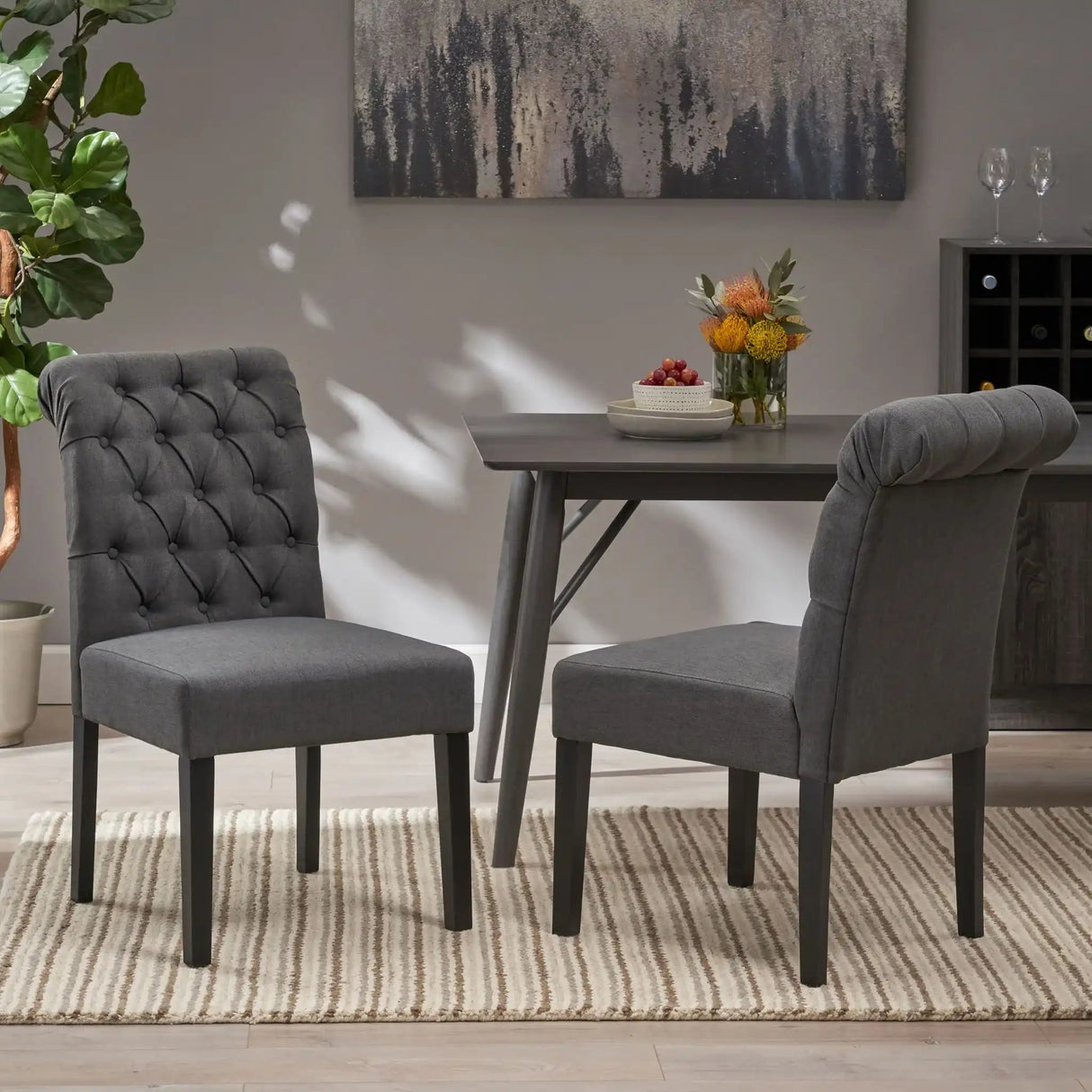 Broxton - Tuft Dining Rolltop Chairs With Button Tufted Backrest (Set of 2) - Best Buy Furniture